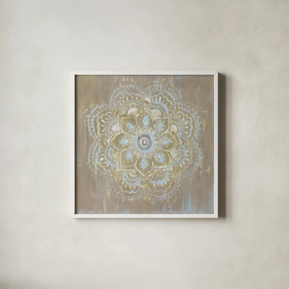 Bombay Bohemian Light Neutral by Danhui Nai. Shown in a crisp white glass frame for a clean and minimalist style. Available as an archival giclee rolled canvas, fine art paper, or poster print. SKU 37382a.