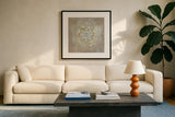 Bombay Bohemian Light Neutral by Danhui Nai. Displayed in a glass frame with matte in a clean modern living room. Available as an archival giclee rolled canvas, fine art paper, or poster print. SKU 37382a.