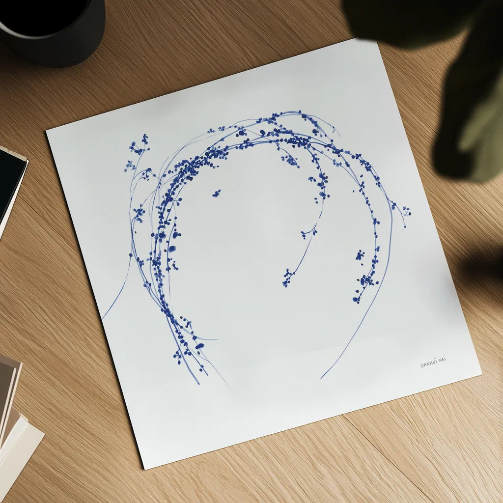 Botanical Halo I by Danhui Nai. Shown as a detailed flat fine art print, highlighting archival giclee quality. Available as an archival giclee rolled canvas, fine art paper, or poster print. SKU 85378a.