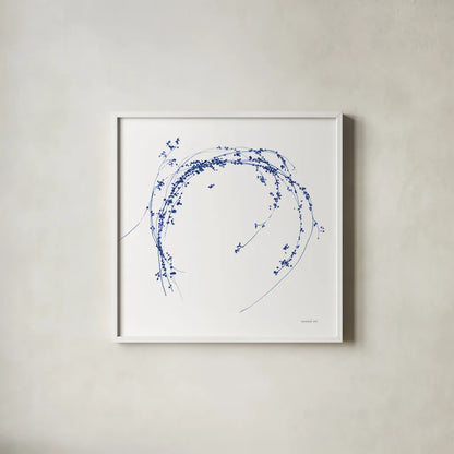 Botanical Halo I by Danhui Nai. Shown in a crisp white glass frame for a clean and minimalist style. Available as an archival giclee rolled canvas, fine art paper, or poster print. SKU 85378a.