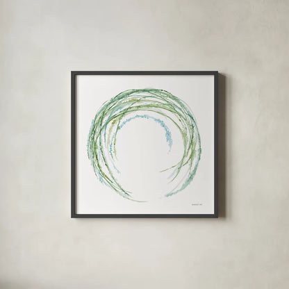 Botanical Halo II by Danhui Nai. Shown in a sleek black glass frame for a contemporary gallery look. Available as an archival giclee rolled canvas, fine art paper, or poster print. SKU 85379a.