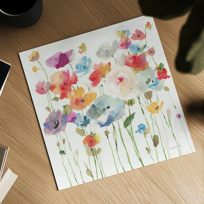 Bright Day Blooming by Danhui Nai. Shown as a detailed flat fine art print, highlighting archival giclee quality. Available as an archival giclee rolled canvas, fine art paper, or poster print. SKU 78542a.
