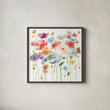 Bright Day Blooming by Danhui Nai. Shown in a sleek black glass frame for a contemporary gallery look. Available as an archival giclee rolled canvas, fine art paper, or poster print. SKU 78542a.