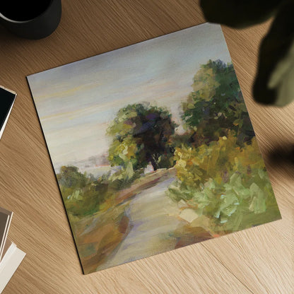 Bright Eucalyptus Trail by Danhui Nai. Shown as a detailed flat fine art print, highlighting archival giclee quality. Available as an archival giclee rolled canvas, fine art paper, or poster print. SKU 68928a.