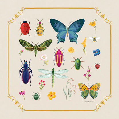 Bright Insects by Danhui Nai. SKU 90517a. Archival Giclee Fine art print for wall decor.