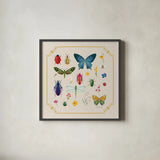 Bright Insects by Danhui Nai. Shown in a sleek black glass frame for a contemporary gallery look. Available as an archival giclee rolled canvas, fine art paper, or poster print. SKU 90517a.