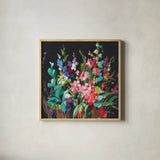 Brightness Flowering by Danhui Nai. Shown in a natural wood glass frame for a timeless modern aesthetic. Available as an archival giclee rolled canvas, fine art paper, or poster print. SKU 79302a.