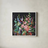 Brightness Flowering Muted by Danhui Nai. Shown in a crisp white glass frame for a clean and minimalist style. Available as an archival giclee rolled canvas, fine art paper, or poster print. SKU 81297a.