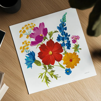 Brilliant Blooms I by Danhui Nai. Shown as a detailed flat fine art print, highlighting archival giclee quality. Available as an archival giclee rolled canvas, fine art paper, or poster print. SKU 90705a.