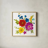 Brilliant Blooms II by Danhui Nai. Shown in a natural wood glass frame for a timeless modern aesthetic. Available as an archival giclee rolled canvas, fine art paper, or poster print. SKU 90706a.