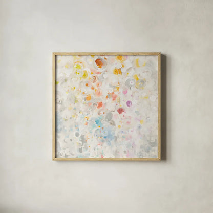 Bubbling Up by Danhui Nai. Shown in a natural wood glass frame for a timeless modern aesthetic. Available as an archival giclee rolled canvas, fine art paper, or poster print. SKU 75714a.