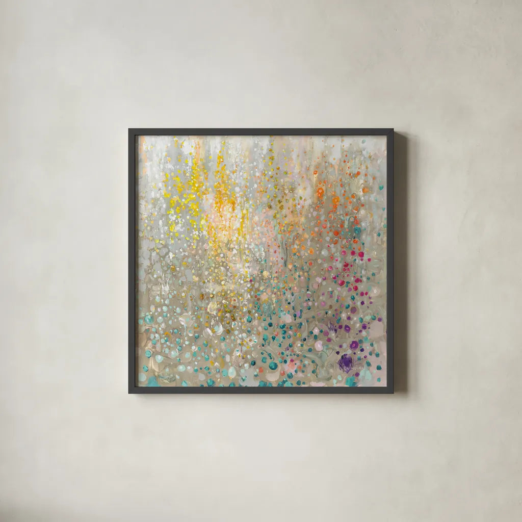 Bubbling Up Again by Danhui Nai. Shown in a sleek black glass frame for a contemporary gallery look. Available as an archival giclee rolled canvas, fine art paper, or poster print. SKU 75853a.