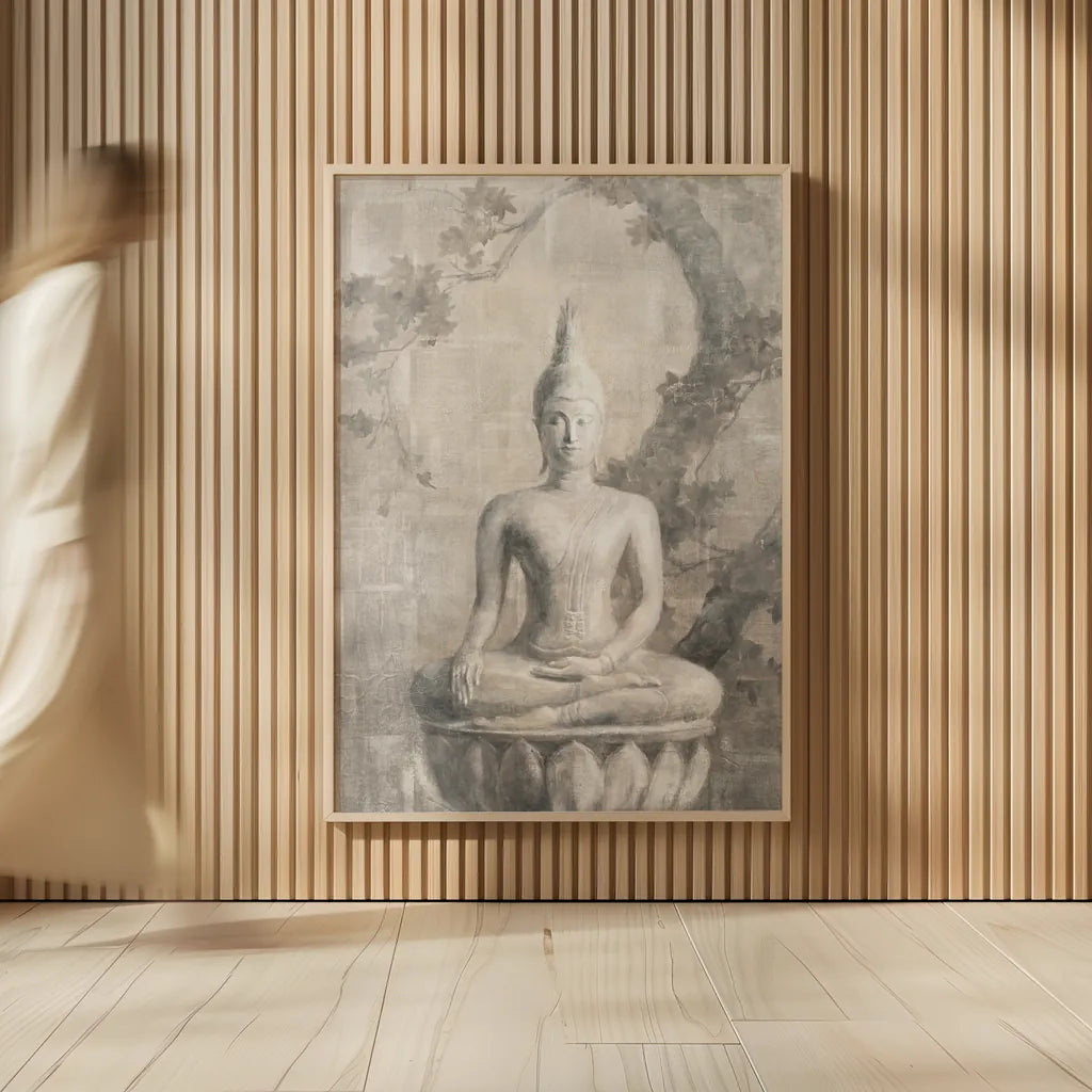 Buddha Neutral by Danhui Nai. shown as over sized large wall art. Available as an archival giclee rolled canvas, fine art paper, or poster print. SKU 27193h.