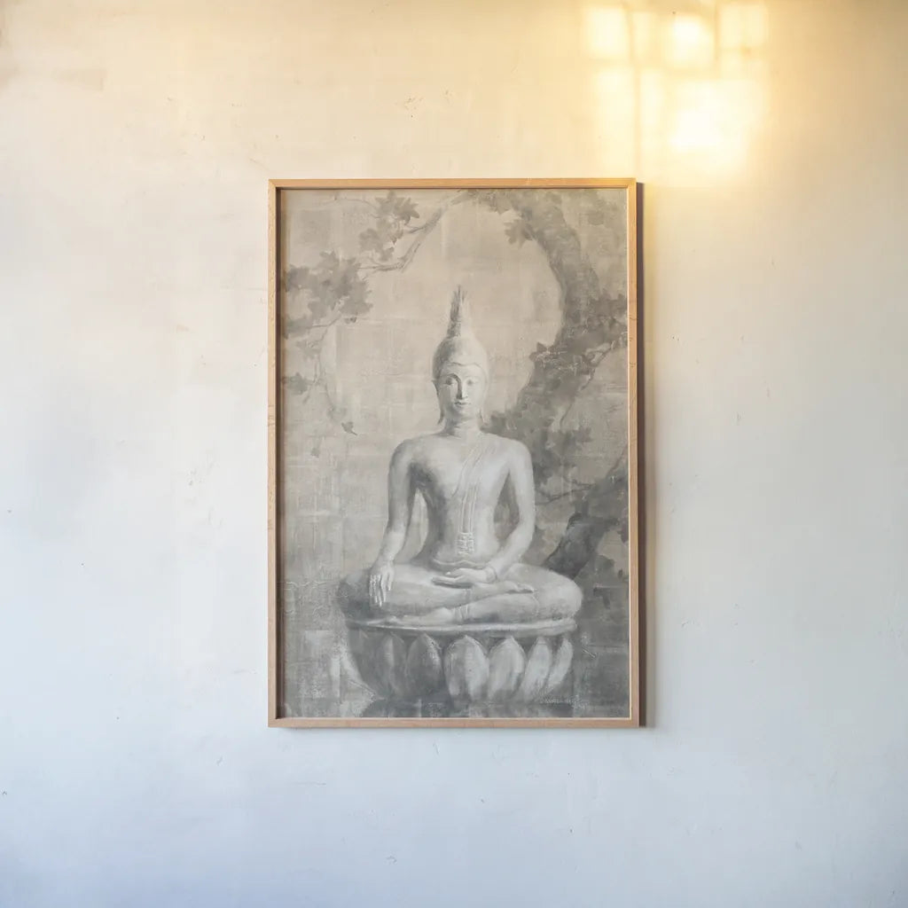 Buddha Neutral by Danhui Nai. shown as a paper print in a natural frame. Available as a archival giclee rolled canvas, fine art paper, or poster print. SKU 27193h.