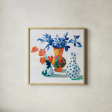 Bungalow Vases by Danhui Nai. Shown in a natural wood glass frame for a timeless modern aesthetic. Available as an archival giclee rolled canvas, fine art paper, or poster print. SKU 79281a.