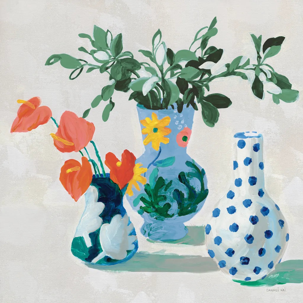 Bungalow Vases Green by Danhui Nai. SKU 83755a. Archival Giclee Fine art print for wall decor.