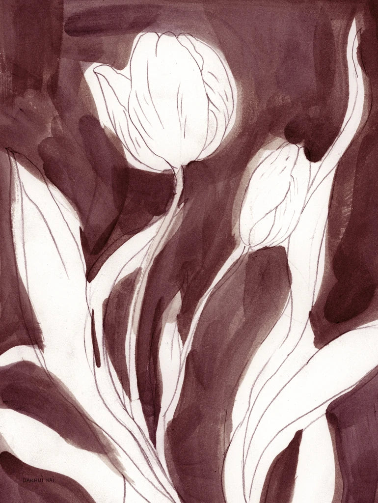 Burgundy Tulip Sketch I by Danhui Nai