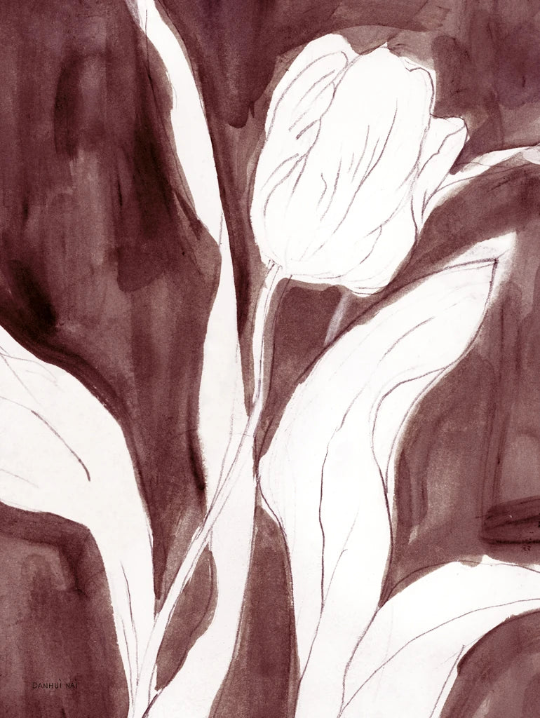 Burgundy Tulip Sketch II by Danhui Nai