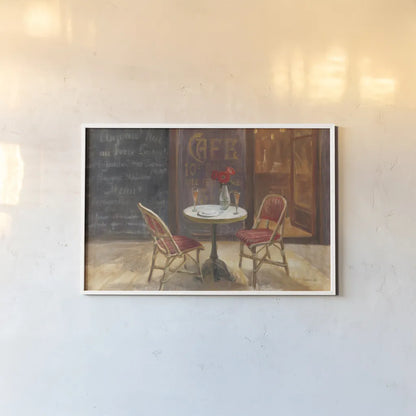 Cafe a Deux by Danhui Nai. shown as a paper print in a white frame. Available as a archival giclee rolled canvas, fine art paper, or poster print. SKU 12348i.