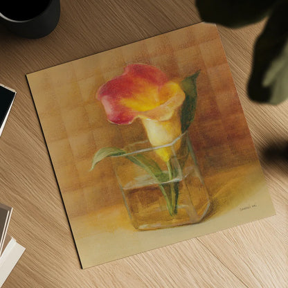 Calla Lily in Glass by Danhui Nai. Shown as a detailed flat fine art print, highlighting archival giclee quality. Available as an archival giclee rolled canvas, fine art paper, or poster print. SKU 5321a.