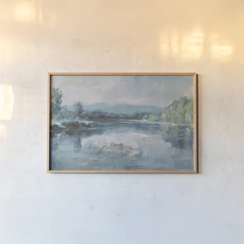 Calm Waters by Danhui Nai. shown as a paper print in a natural frame. Available as a archival giclee rolled canvas, fine art paper, or poster print. SKU 73184i.