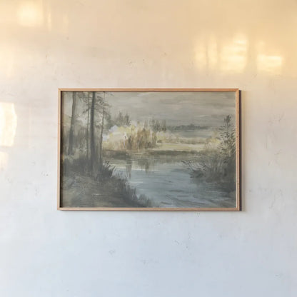 Calming Coves by Danhui Nai. shown as a paper print in a natural frame. Available as a archival giclee rolled canvas, fine art paper, or poster print. SKU 90486i.