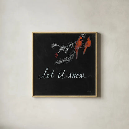 Cardinal Chalkboard II by Danhui Nai. Shown in a natural wood glass frame for a timeless modern aesthetic. Available as an archival giclee rolled canvas, fine art paper, or poster print. SKU 31282a.