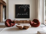 Cardinal Chalkboard V by Danhui Nai. Shown as extra-large giant wall art in a modern living room. Available as an archival giclee rolled canvas, fine art paper, or poster print. SKU 31285a.
