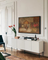 Cartas a Mi Amor by Danhui Nai. shown as a framed stretched canvas in a living room above a console. Available as a archival giclee rolled canvas, fine art paper, or poster print. SKU 95067i.