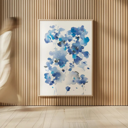 Cascading Petals I by Danhui Nai. shown as over sized large wall art. Available as an archival giclee rolled canvas, fine art paper, or poster print. SKU 68221h.