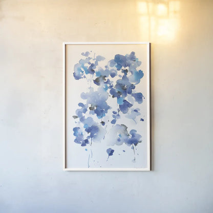 Cascading Petals I by Danhui Nai. shown as a paper print in a white frame. Available as a archival giclee rolled canvas, fine art paper, or poster print. SKU 68221h.