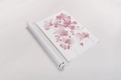 Cascading Petals I Pink by Danhui Nai. shown as a rolled paper print. Available as archival giclee rolled canvas, fine art paper, or poster print. SKU 74158h.