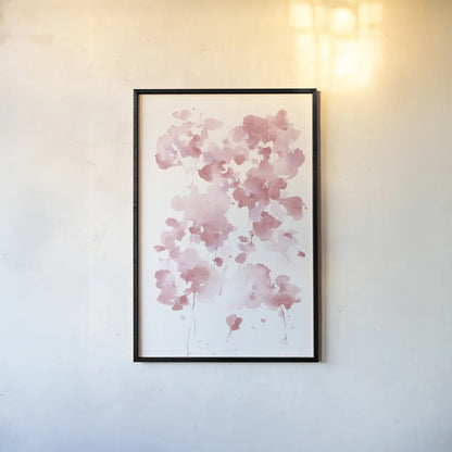 Cascading Petals I Pink by Danhui Nai. shown as a paper print in a black flame. Available as a archival giclee rolled canvas, fine art paper, or poster print. SKU 74158h.