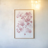 Cascading Petals I Pink by Danhui Nai. shown as a paper print in a natural frame. Available as a archival giclee rolled canvas, fine art paper, or poster print. SKU 74158h.