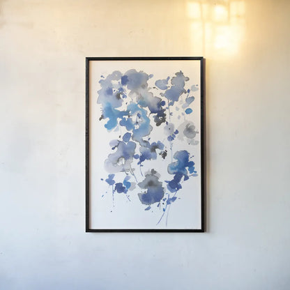 Cascading Petals II by Danhui Nai. shown as a paper print in a black flame. Available as a archival giclee rolled canvas, fine art paper, or poster print. SKU 68222h.