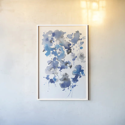 Cascading Petals II by Danhui Nai. shown as a paper print in a white frame. Available as a archival giclee rolled canvas, fine art paper, or poster print. SKU 68222h.