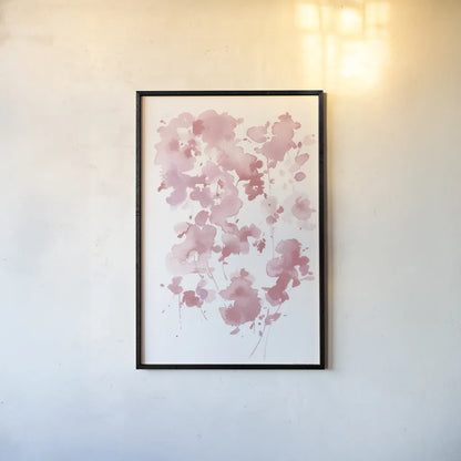 Cascading Petals II Pink by Danhui Nai. shown as a paper print in a black flame. Available as a archival giclee rolled canvas, fine art paper, or poster print. SKU 74159h.