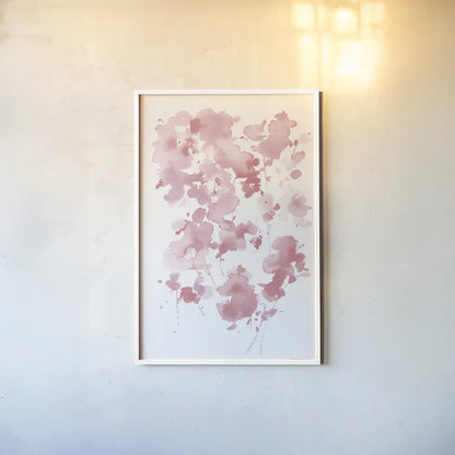 Cascading Petals II Pink by Danhui Nai. shown as a paper print in a white frame. Available as a archival giclee rolled canvas, fine art paper, or poster print. SKU 74159h.