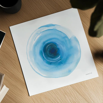 Center of Blue I by Danhui Nai. Shown as a detailed flat fine art print, highlighting archival giclee quality. Available as an archival giclee rolled canvas, fine art paper, or poster print. SKU 76093a.