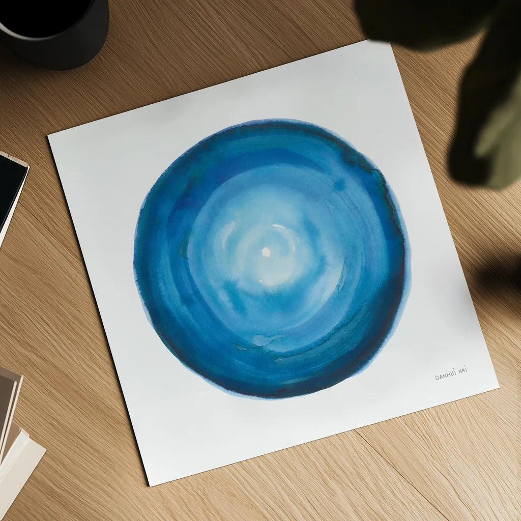 Center of Blue II by Danhui Nai. Shown as a detailed flat fine art print, highlighting archival giclee quality. Available as an archival giclee rolled canvas, fine art paper, or poster print. SKU 76094a.