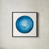 Center of Blue II by Danhui Nai. Shown in a sleek black glass frame for a contemporary gallery look. Available as an archival giclee rolled canvas, fine art paper, or poster print. SKU 76094a.