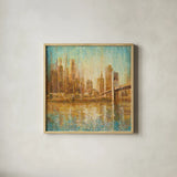 Champagne City by Danhui Nai. Shown in a natural wood glass frame for a timeless modern aesthetic. Available as an archival giclee rolled canvas, fine art paper, or poster print. SKU 23906a.