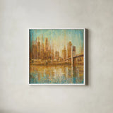 Champagne City by Danhui Nai. Shown in a crisp white glass frame for a clean and minimalist style. Available as an archival giclee rolled canvas, fine art paper, or poster print. SKU 23906a.