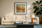 Champagne City by Danhui Nai. Displayed in a glass frame with matte in a clean modern living room. Available as an archival giclee rolled canvas, fine art paper, or poster print. SKU 23906a.