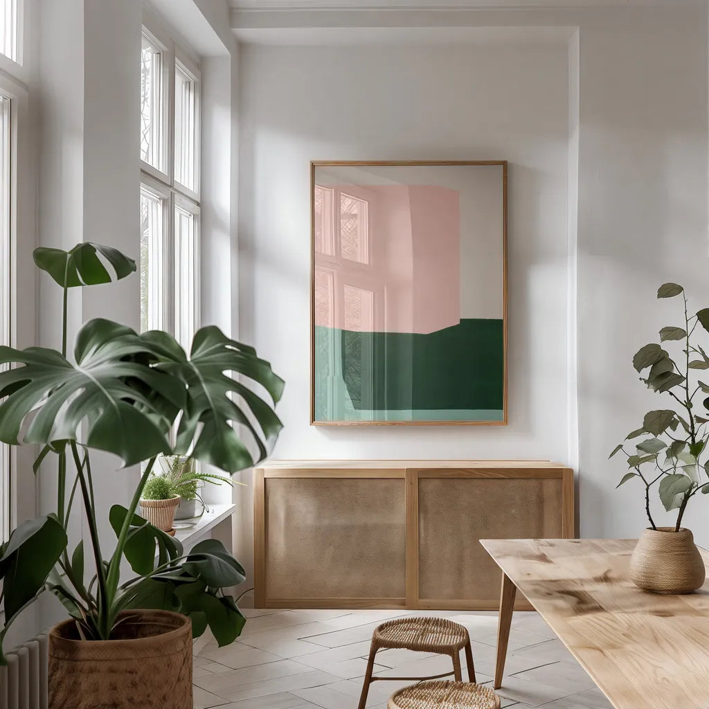 Chroma by Danhui Nai. shown as a print in a natural wood frame in a dining room. Available as a archival giclee rolled canvas, fine art paper, or poster print. SKU 85831h.