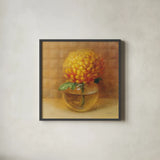 Chrysanthemum in Glass by Danhui Nai. Shown in a sleek black glass frame for a contemporary gallery look. Available as an archival giclee rolled canvas, fine art paper, or poster print. SKU 5322a.