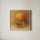 Chrysanthemum in Glass by Danhui Nai. Shown in a natural wood glass frame for a timeless modern aesthetic. Available as an archival giclee rolled canvas, fine art paper, or poster print. SKU 5322a.