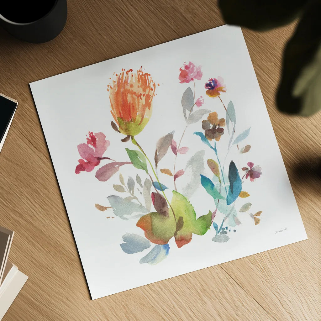 Circle Full of Flowers I by Danhui Nai. Shown as a detailed flat fine art print, highlighting archival giclee quality. Available as an archival giclee rolled canvas, fine art paper, or poster print. SKU 67303a.