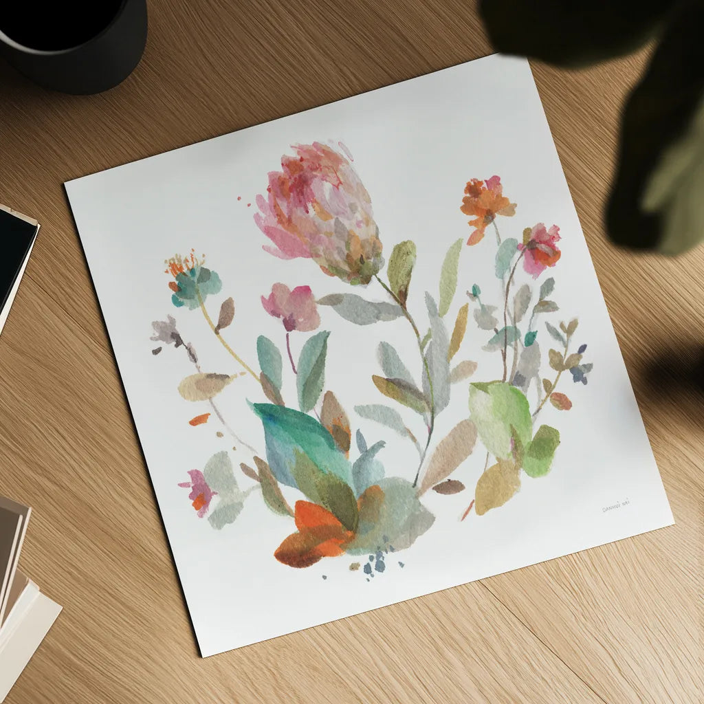 Circle Full of Flowers II by Danhui Nai. Shown as a detailed flat fine art print, highlighting archival giclee quality. Available as an archival giclee rolled canvas, fine art paper, or poster print. SKU 67304a.