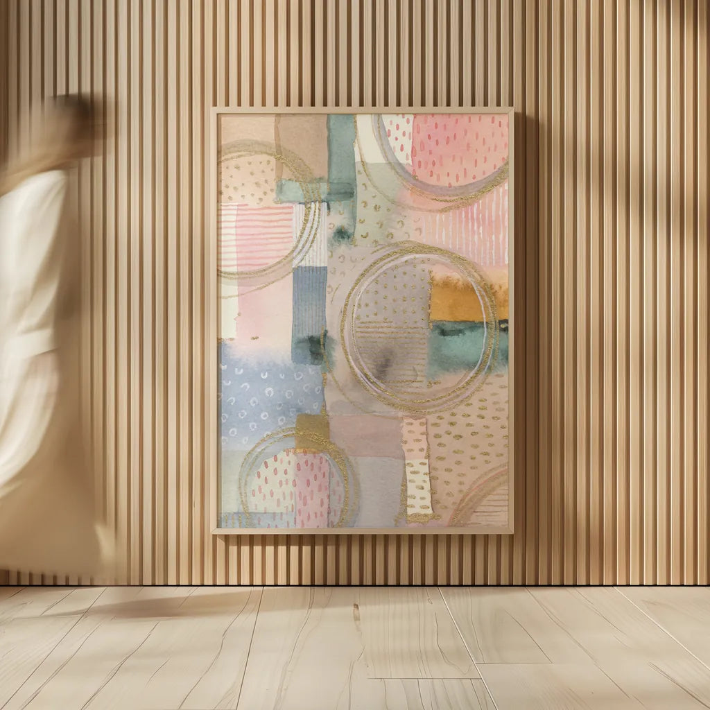 Circle Stories I by Danhui Nai. shown as over sized large wall art. Available as an archival giclee rolled canvas, fine art paper, or poster print. SKU 64920h.